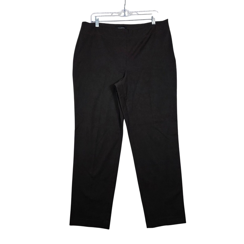 Talbots Heritage Pants Brown Side Zip Stretch Career Trousers 14 Work, Office
